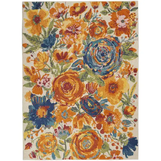 Cream Floral Power Loom Area Rug Photo 2