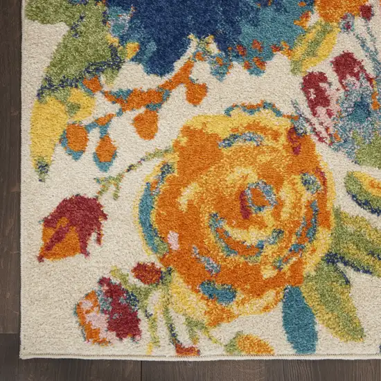 Cream Floral Power Loom Area Rug Photo 4