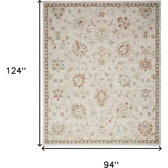 Cream Floral Power Loom Distressed Area Rug With Fringe Photo 3