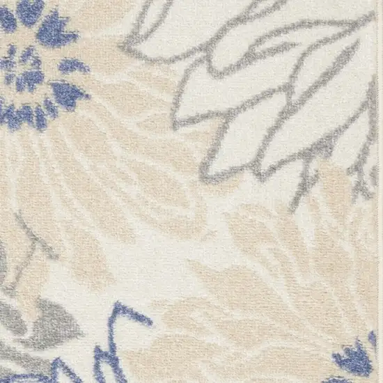 Cream Floral Power Loom Distressed Area Rug Photo 3