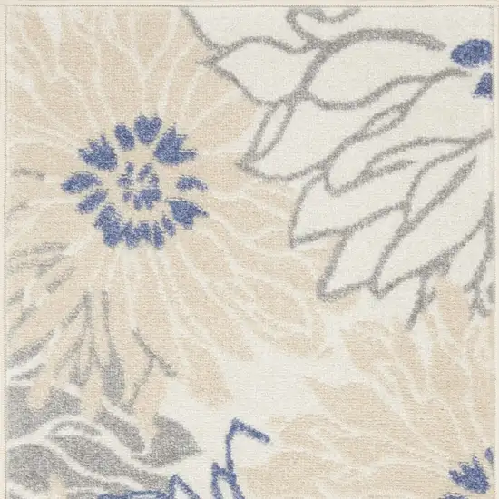 Cream Floral Power Loom Distressed Area Rug Photo 4