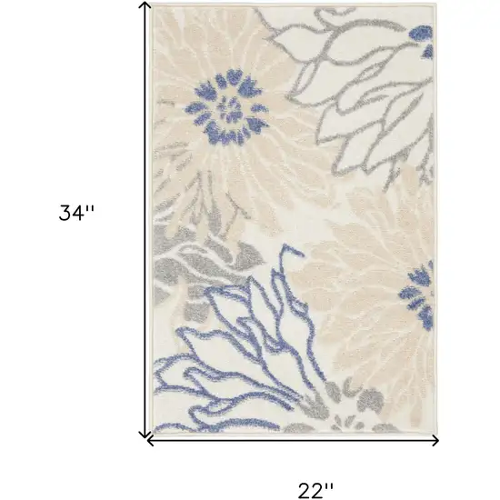 Cream Floral Power Loom Distressed Area Rug Photo 7