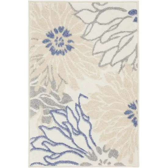 Cream Floral Power Loom Distressed Area Rug Photo 1