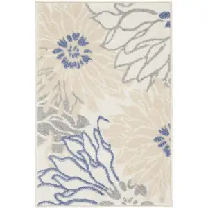 Photo of Cream Floral Power Loom Distressed Area Rug