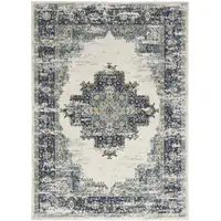 Photo of Cream Floral Power Loom Distressed Area Rug