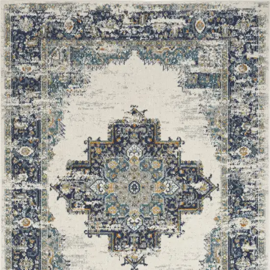 Cream Floral Power Loom Distressed Area Rug Photo 6