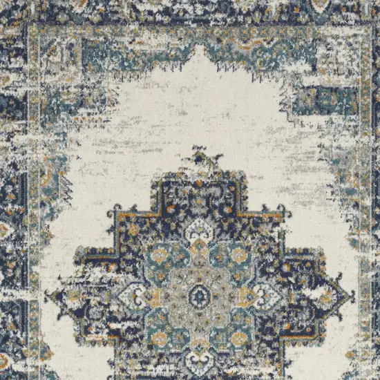 Cream Floral Power Loom Distressed Area Rug Photo 5