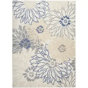 Photo of Cream Floral Power Loom Distressed Area Rug