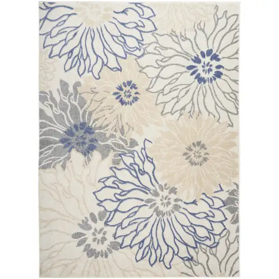 Cream Floral Power Loom Distressed Area Rug Photo 1