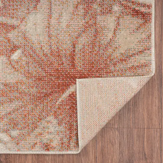 Cream Floral Stain Resistant Indoor Outdoor Area Rug Photo 5