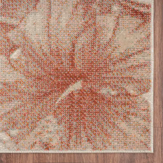 Cream Floral Stain Resistant Indoor Outdoor Area Rug Photo 3