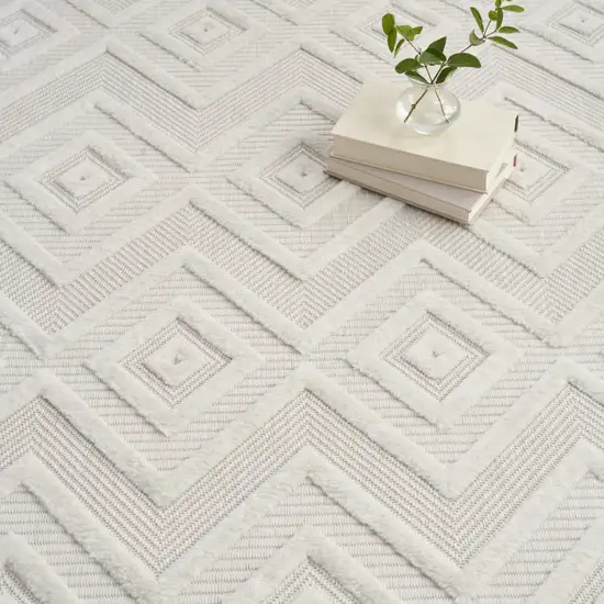 Cream Geometric Flatweave Area Rug Photo 7