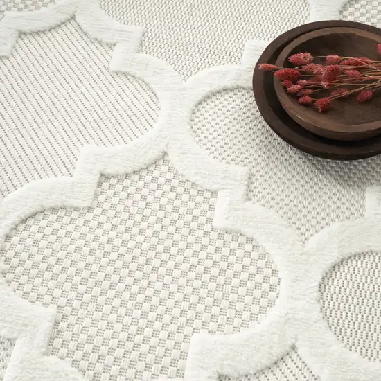 Cream Geometric Flatweave Area Rug Photo 8