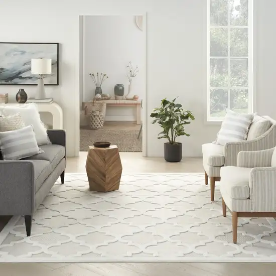 Cream Geometric Flatweave Area Rug Photo 4