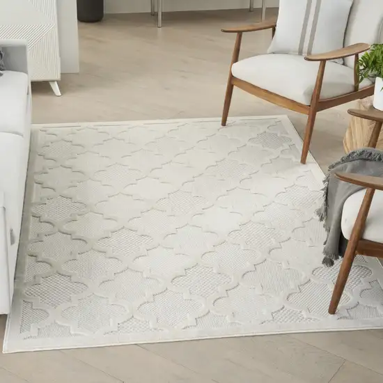 Cream Geometric Flatweave Area Rug Photo 6