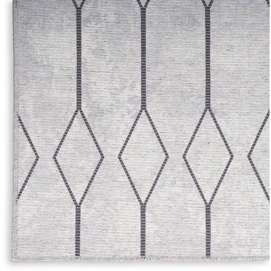 Cream Geometric Power Loom Washable Runner Rug Photo 4