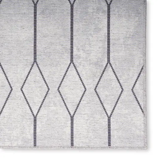 Cream Geometric Power Loom Washable Runner Rug Photo 5