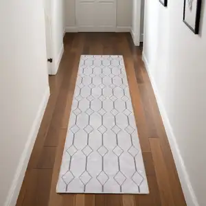 Photo of Cream Geometric Power Loom Washable Runner Rug