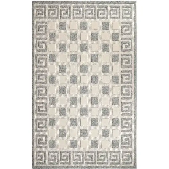 Cream Geometric Stain Resistant Non Skid Indoor Outdoor Area Rug Photo 1