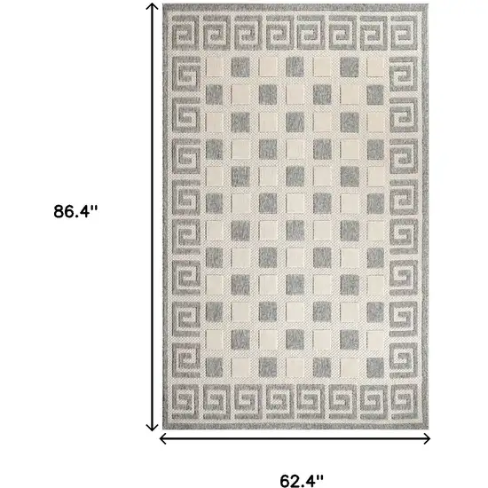 Cream Geometric Stain Resistant Non Skid Indoor Outdoor Area Rug Photo 9