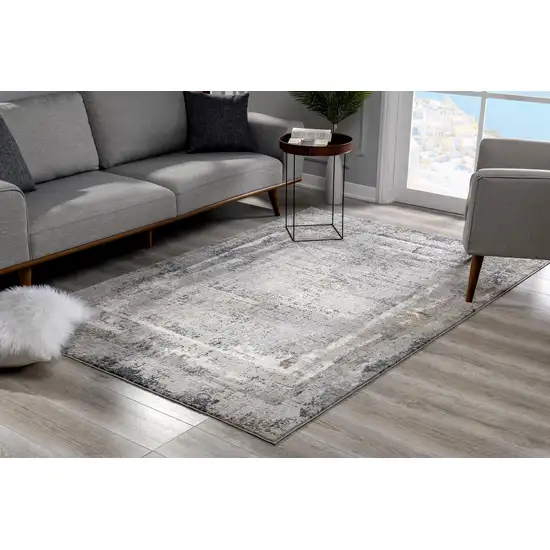 Cream Grey Abstract Area Rug Photo 2