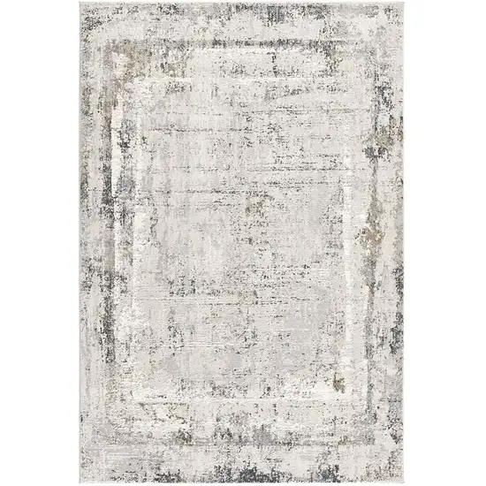 Gray and Ivory Abstract Power Loom Area Rug Photo 2