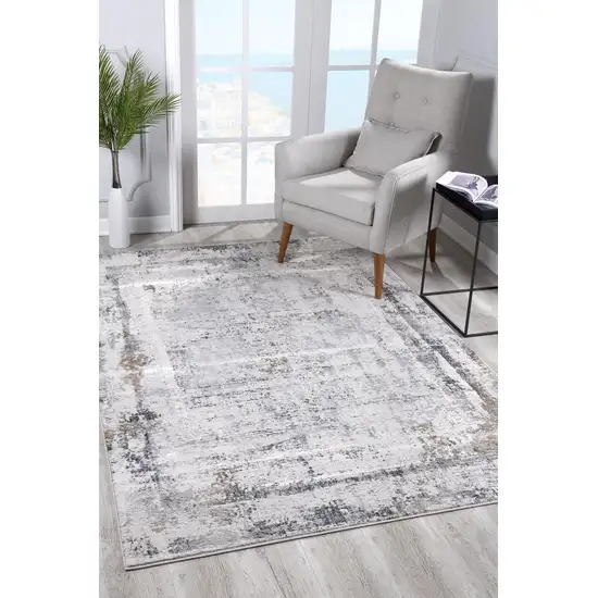 Cream Grey Abstract Area Rug Photo 4