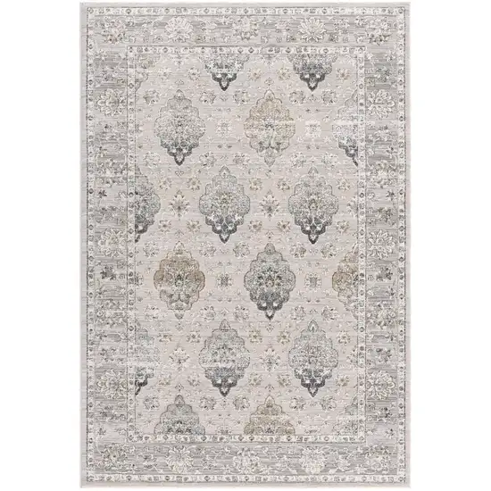 Cream Grey Oriental Area Rug Photo 4