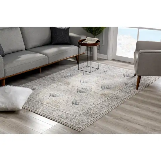 Cream Grey Oriental Area Rug Photo 2