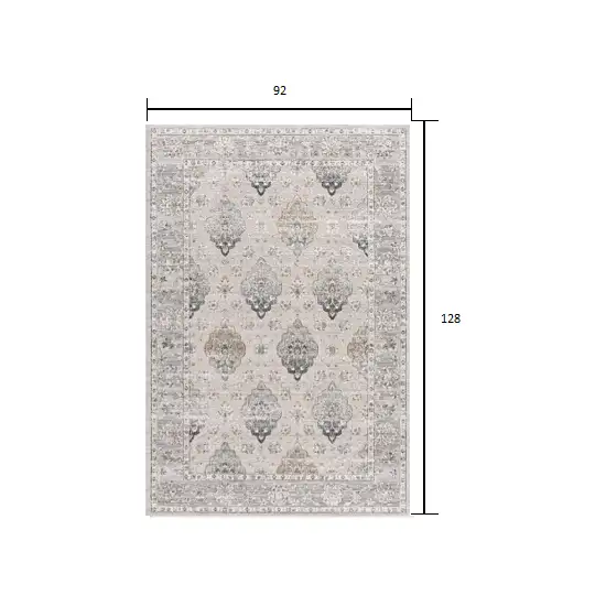 Cream Grey Oriental Area Rug Photo 3