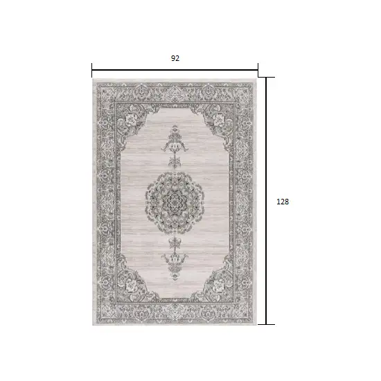 Cream Oriental Area Rug Photo 3