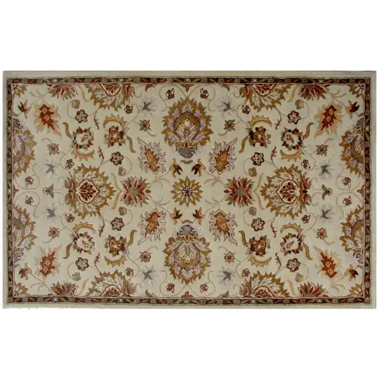 Cream Oriental Hand Tufted Non Skid Area Rug Photo 4