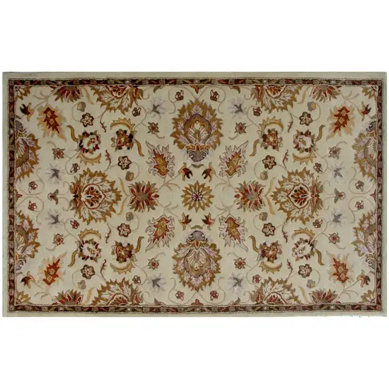 Cream Oriental Hand Tufted Non Skid Area Rug Photo 2