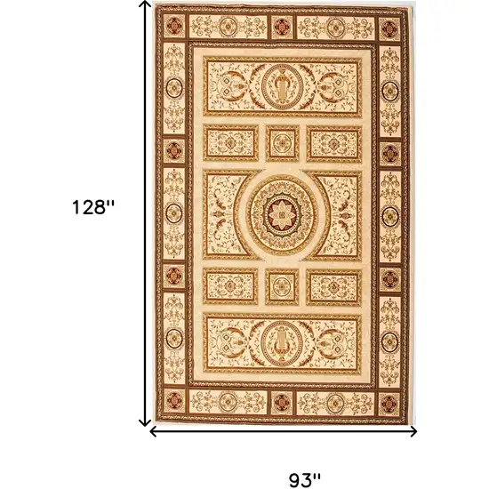 Cream Oriental Power Loom Stain Resistant Area Rug Photo 3