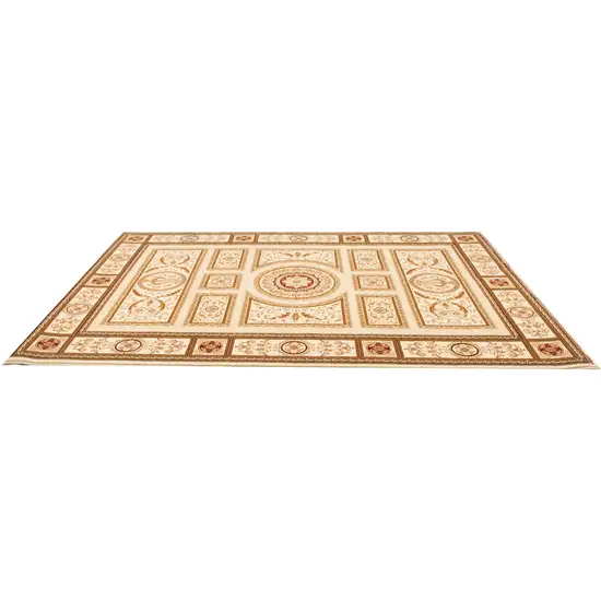 Cream Oriental Power Loom Stain Resistant Area Rug Photo 1