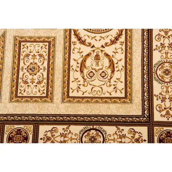 Cream Oriental Power Loom Stain Resistant Area Rug Photo 5