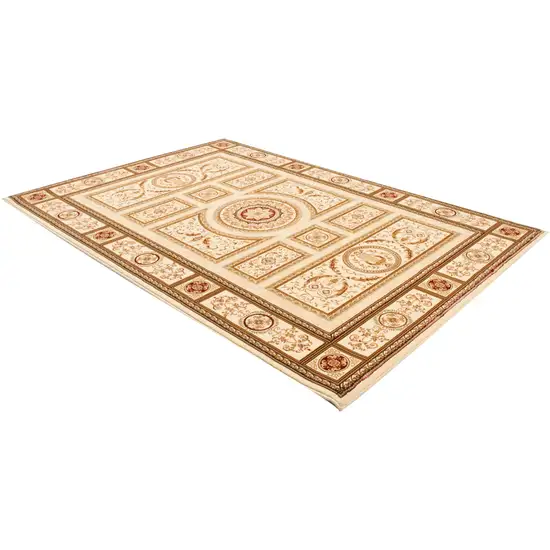 Cream Oriental Power Loom Stain Resistant Area Rug Photo 4