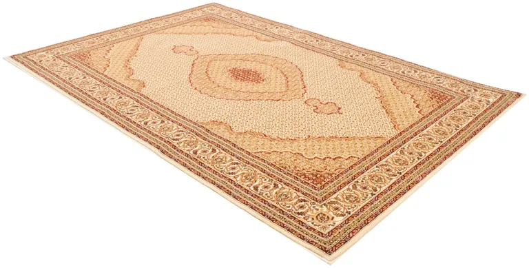 Cream Oriental Power Loom Stain Resistant Area Rug Photo 5