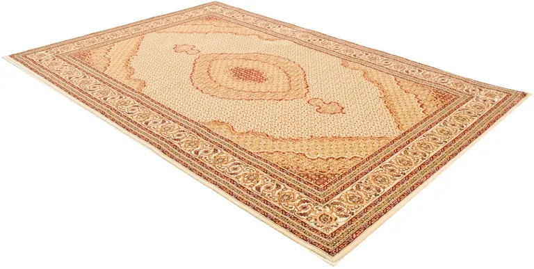 Cream Oriental Power Loom Stain Resistant Area Rug Photo 5