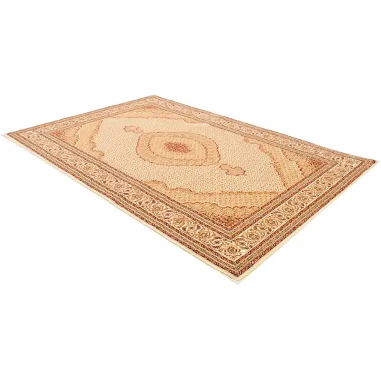 Cream Oriental Power Loom Stain Resistant Area Rug Photo 5