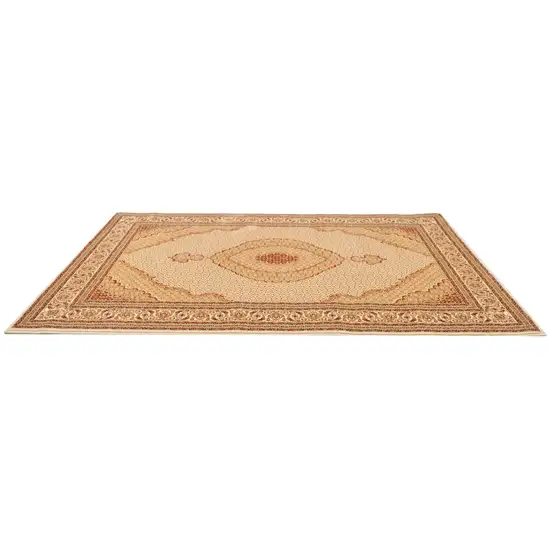 Cream Oriental Power Loom Stain Resistant Area Rug Photo 1