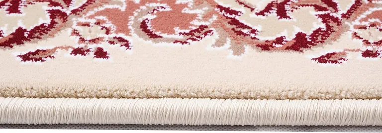 Cream Rose Traditional Pattern Area Rug Photo 4