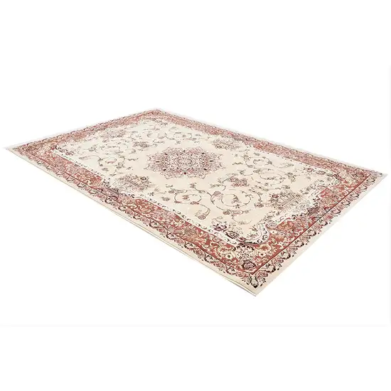 Cream Rose Traditional Pattern Area Rug Photo 2