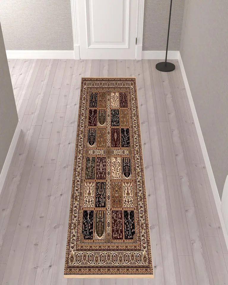 Cream Traditional Decorative Runner Rug Photo 1