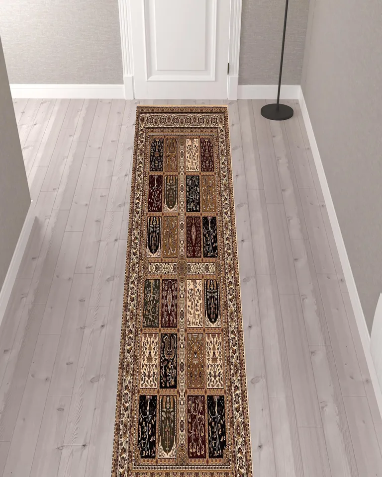 Cream Traditional Decorative Runner Rug Photo 1