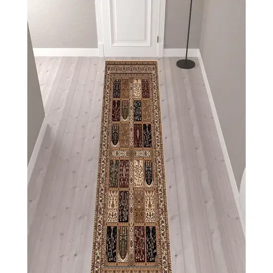 Cream Traditional Decorative Runner Rug Photo 2