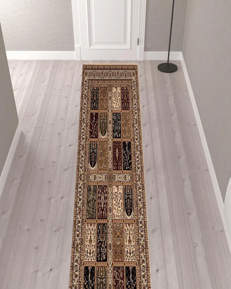 Cream Traditional Decorative Runner Rug Photo 1