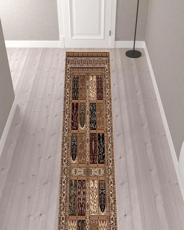 Cream Traditional Decorative Runner Rug Photo 1