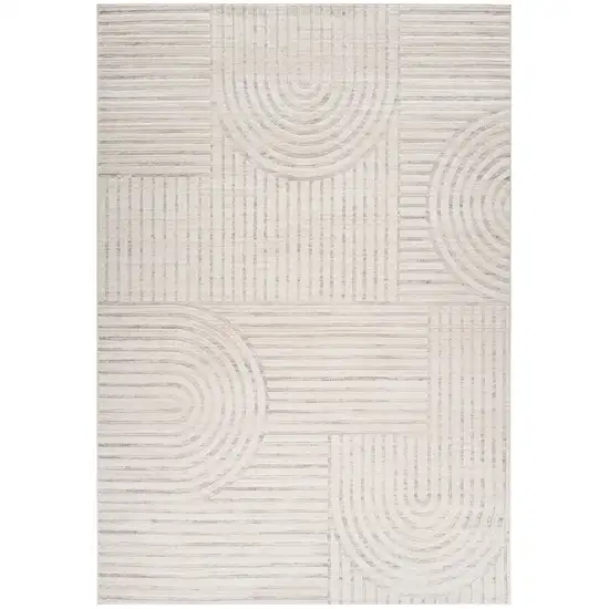 Cream and Beige Abstract Area Rug Photo 2