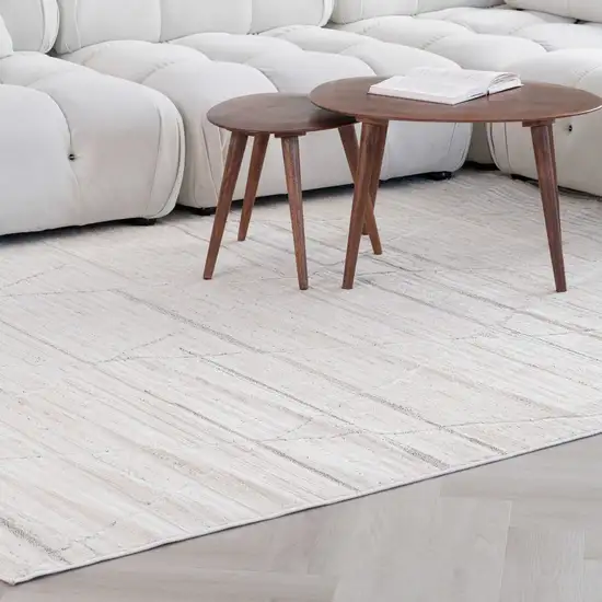 Cream and Beige Abstract Area Rug Photo 4